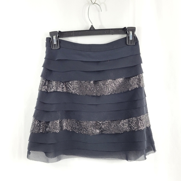 BCBGeneration Sequin Tiered Mini Skirt Black - Picture 4 of 9